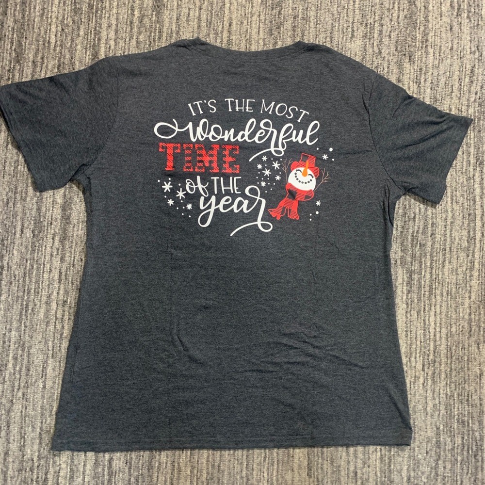 Merry Christmas‎ T-Shirt Women's Sze XL Snowman Graphic Print Top Most Wonderful